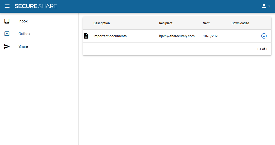 Secure Share standalone outbox